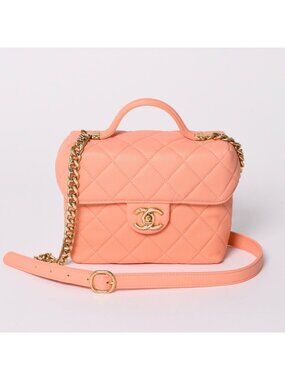 Chanel Vanity Chain Shoulder Bag 2-Way Base CC Logo Caviar Leather Pink